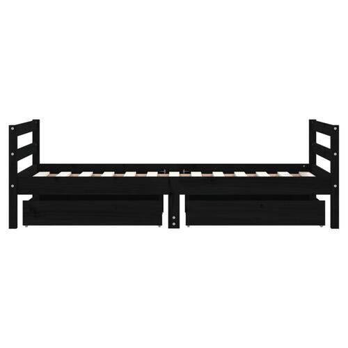 Sengeramme til juniorseng 80x160 cm massivt fyrretræ sort