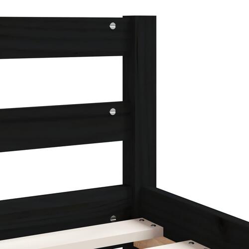 Sengeramme til juniorseng 80x160 cm massivt fyrretræ sort