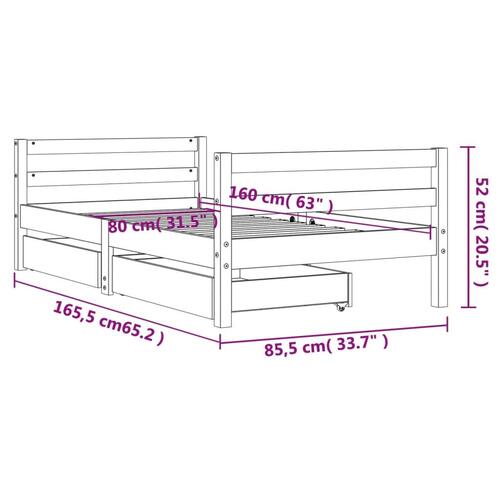 Sengeramme til juniorseng 80x160 cm massivt fyrretræ sort