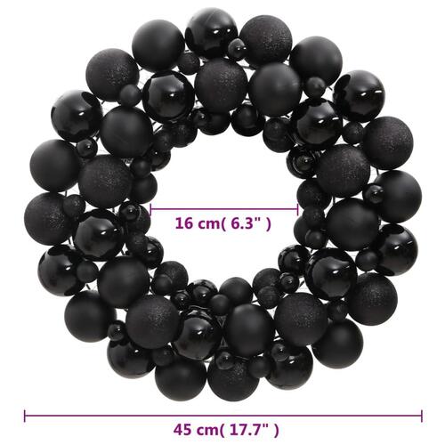 Julekrans 45 cm polystyren sort