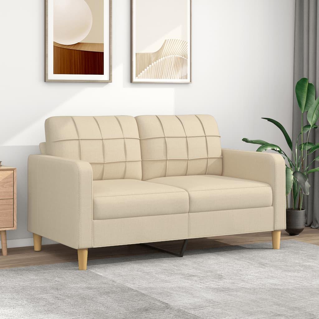 2-personers sofa 140 cm stof cremefarvet billede