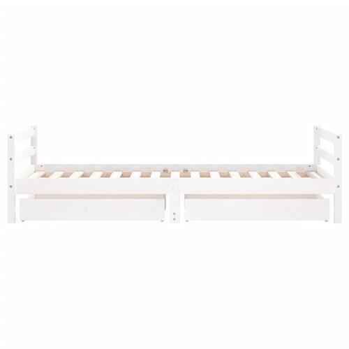 Sengeramme til juniorseng m. skuffer 90x190 cm massivt fyr hvid