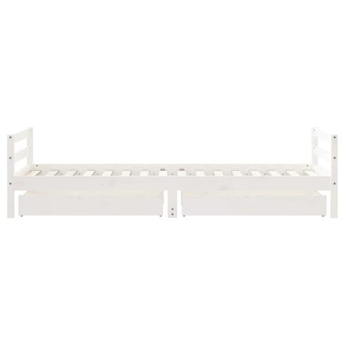 Sengeramme til juniorseng m. skuffer 90x200 cm massivt fyr hvid