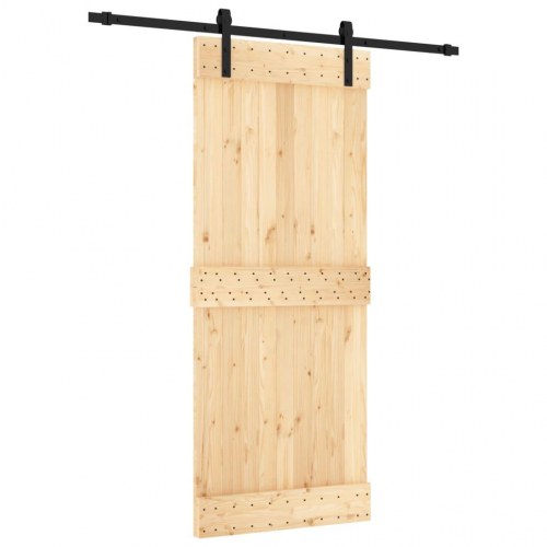 Skydedør med monteringssæt 85x210 cm massivt fyrretræ