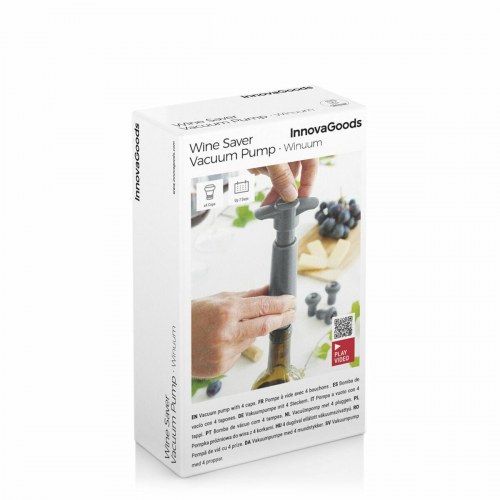 Winuum vakuumpumpe med 4 vinstoppere - grå