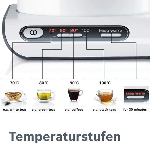 Kedel BOSCH TWK8611P Hvid Antracit Stål Plastik Plastik/Rustfrit stål plástico,acero inoxidable 2400 W 1,5 L