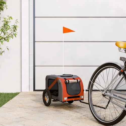 Cykeltrailer til kæledyr oxfordstof og jern orange og grå