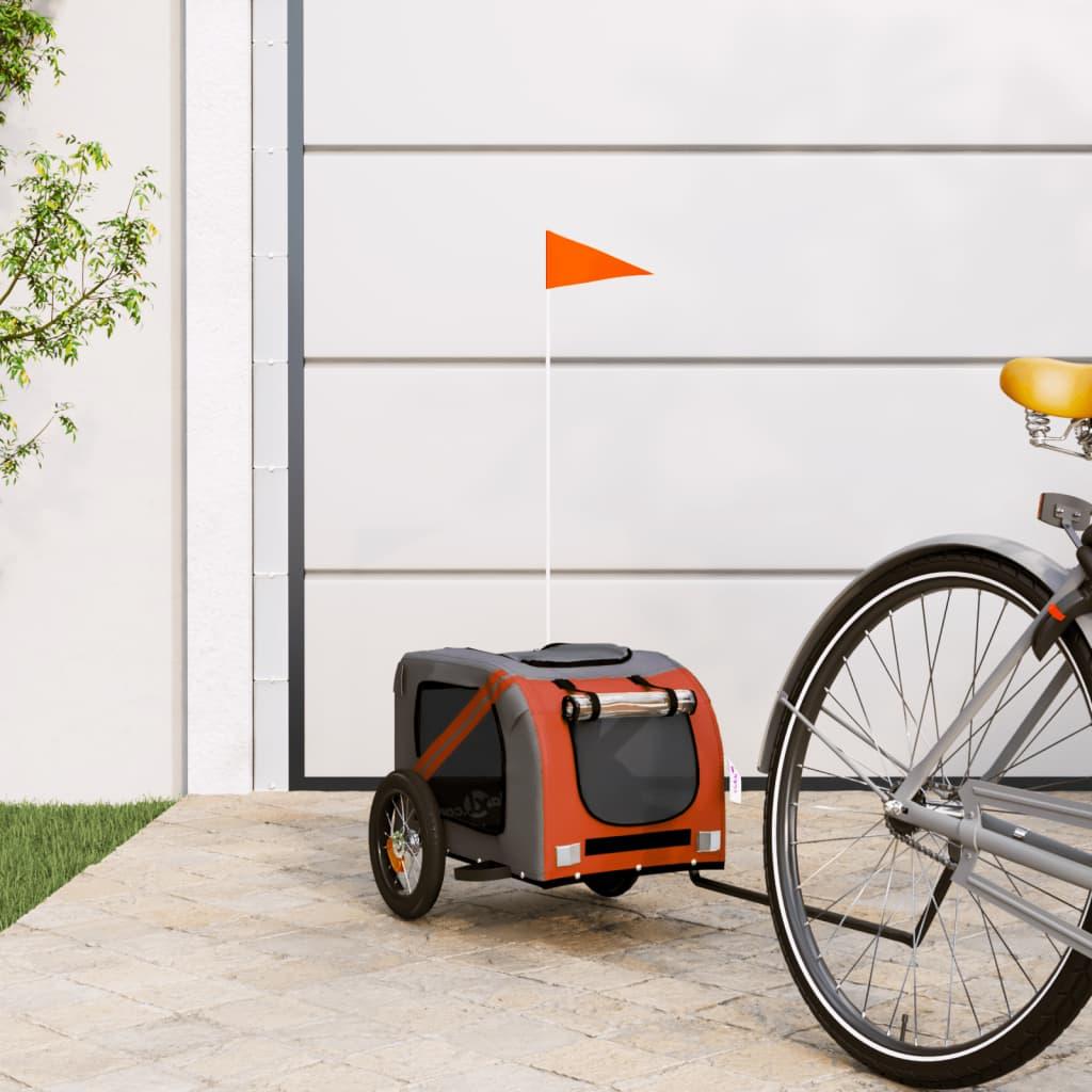 Cykeltrailer til kæledyr oxfordstof og jern orange og grå