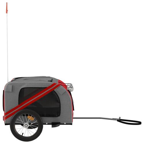 Cykeltrailer til kæledyr oxfordstof og jern rød og grå