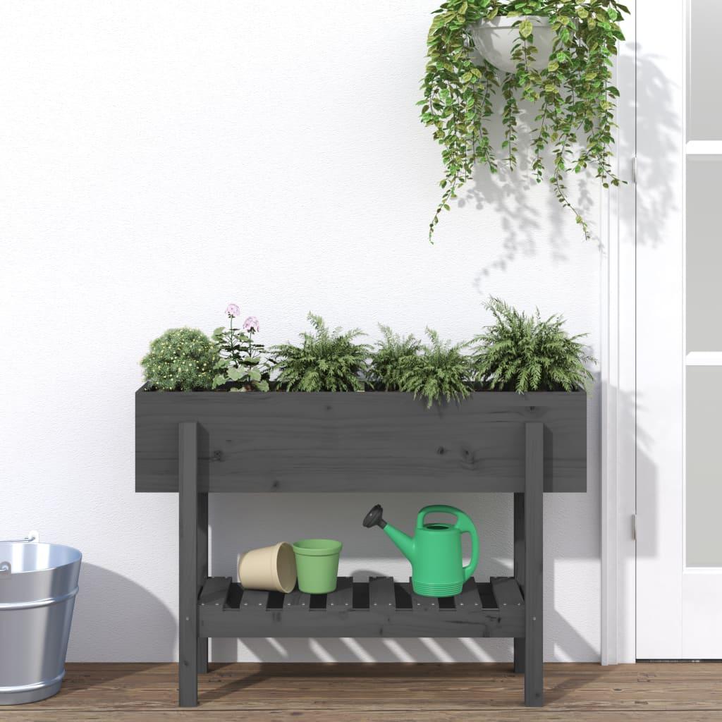 Højbed 101x30x69 cm massivt fyrretræ grå