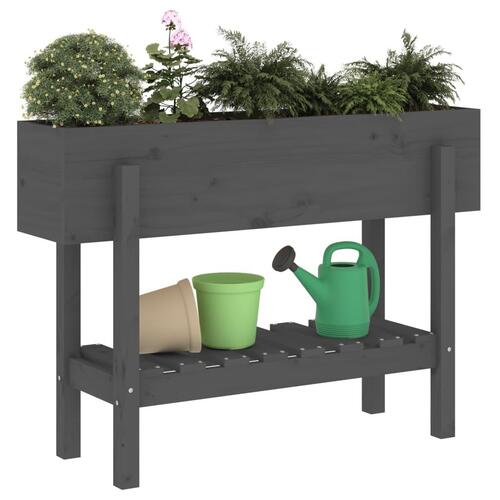 Højbed 101x30x69 cm massivt fyrretræ grå