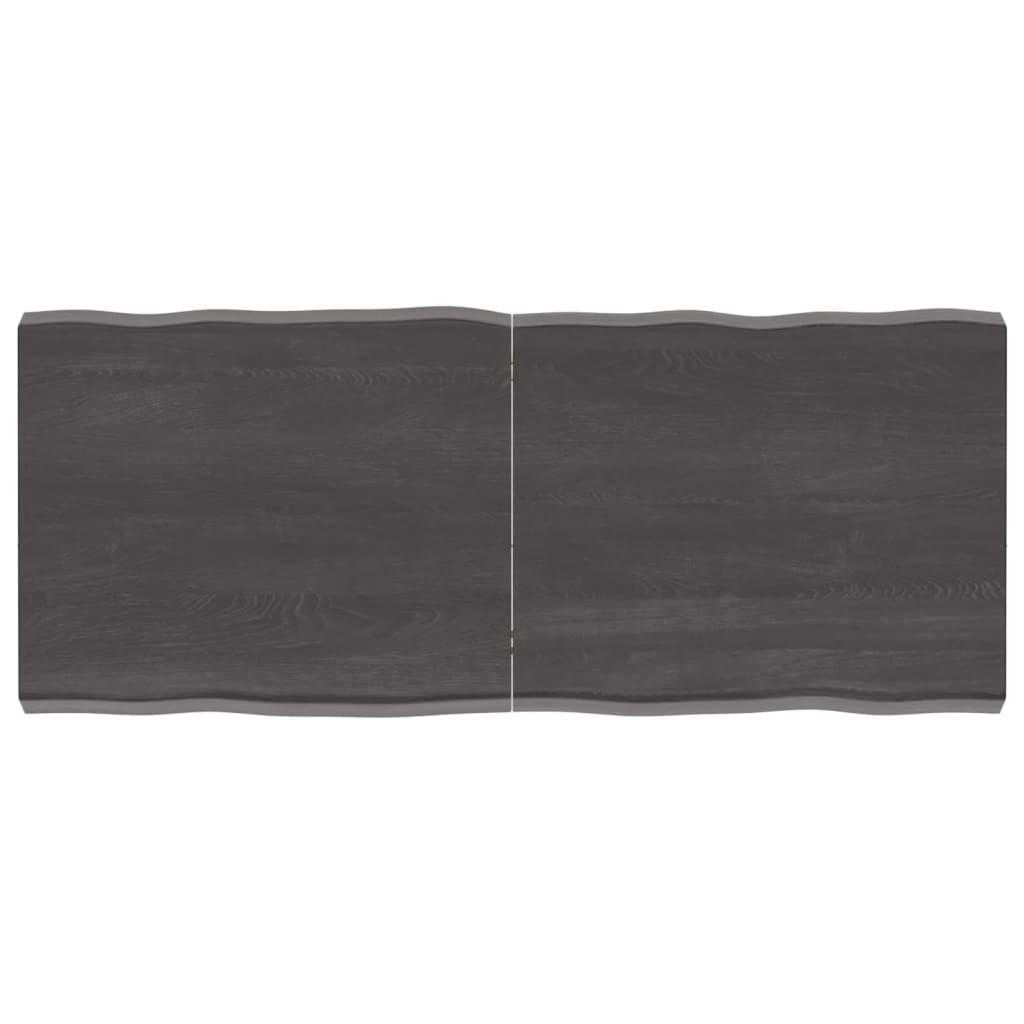 Bordplade 120x50x(2-6) cm naturlig kant behandlet træ mørkebrun billede