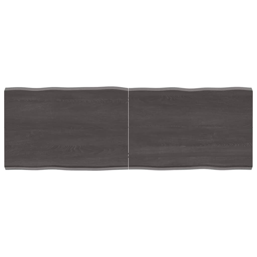 Bordplade 140x50x(2-4) cm naturlig kant behandlet træ mørkebrun billede