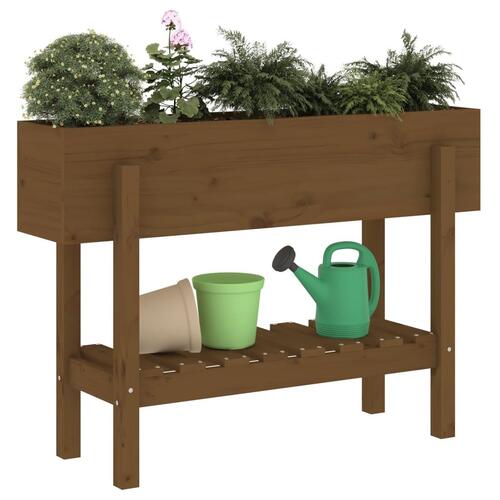 Højbed 101x30x69 cm massivt fyrretræ gyldenbrun
