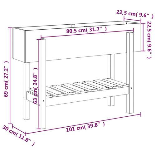 Højbed 101x30x69 cm massivt fyrretræ gyldenbrun