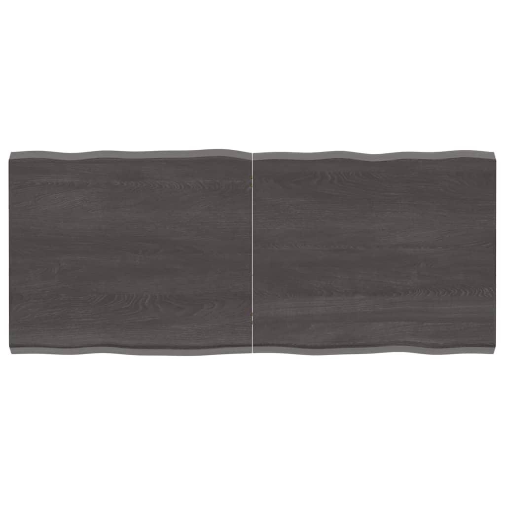 Bordplade 140x60x(2-4) cm naturlig kant behandlet træ mørkebrun billede