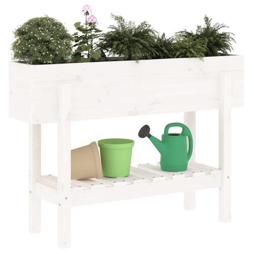 Højbed 101x30x69 cm massivt fyrretræ hvid