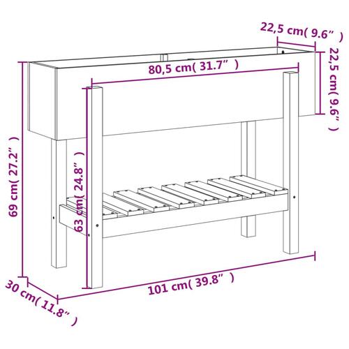 Højbed 101x30x69 cm massivt fyrretræ