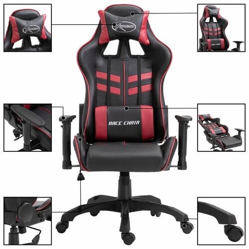 Gamingstol kunstlæder vinrød