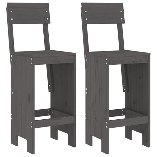 Barstole 2 stk. 40x48,5x115,5 cm massivt fyrretræ grå