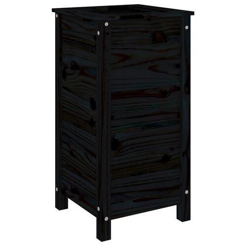 Plantekasse 40x40x78 cm massivt fyrretræ sort