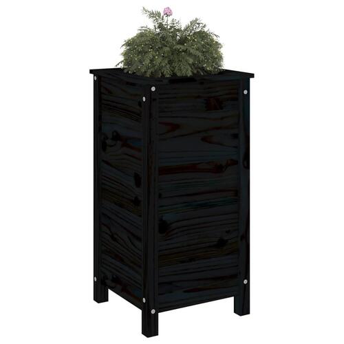 Plantekasse 40x40x78 cm massivt fyrretræ sort