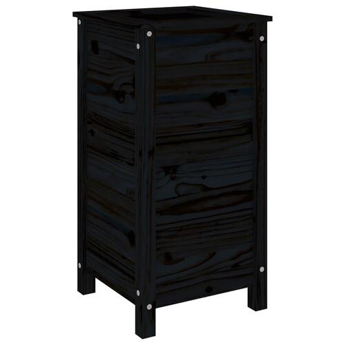 Plantekasse 40x40x78 cm massivt fyrretræ sort