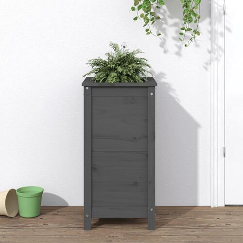 Plantekasse 40x40x78 cm massivt fyrretræ grå