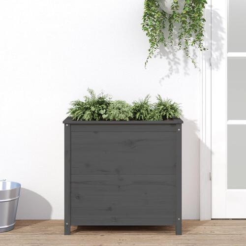 Plantekasse 82,5x40x78 cm massivt fyrretræ grå