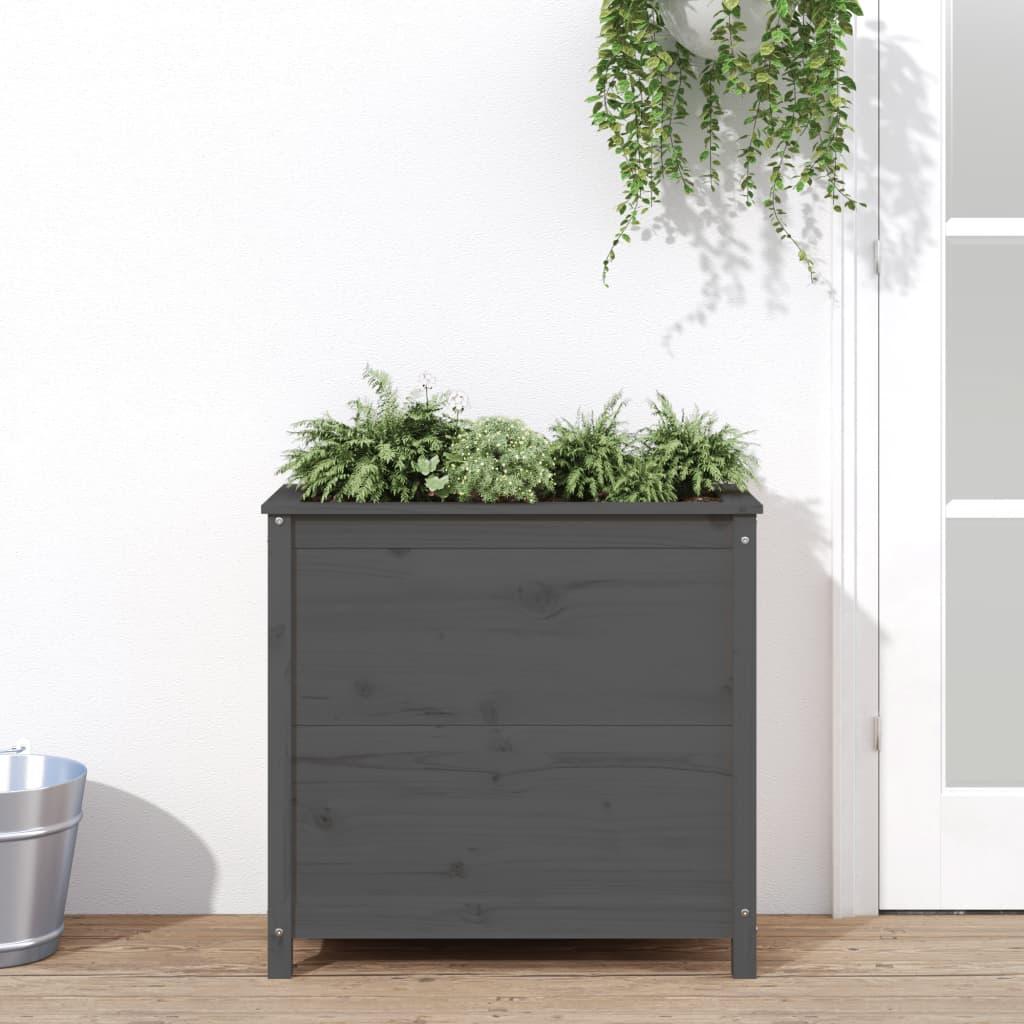 Plantekasse 82,5x40x78 cm massivt fyrretræ grå