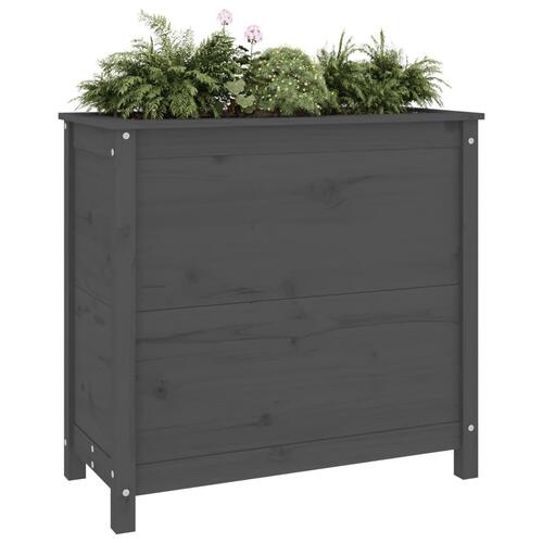 Plantekasse 82,5x40x78 cm massivt fyrretræ grå