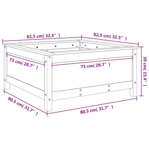 Plantekasse i massivt douglasgran - 82,5 x 82,5 x 39 cm