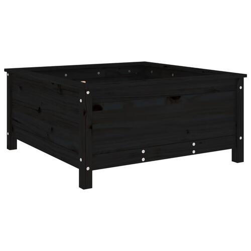 Plantekasse 82,5x82,5x39 cm massivt fyrretræ sort