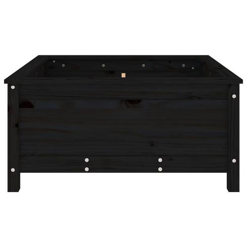 Plantekasse 82,5x82,5x39 cm massivt fyrretræ sort
