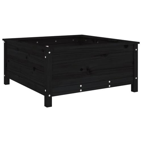 Plantekasse 82,5x82,5x39 cm massivt fyrretræ sort