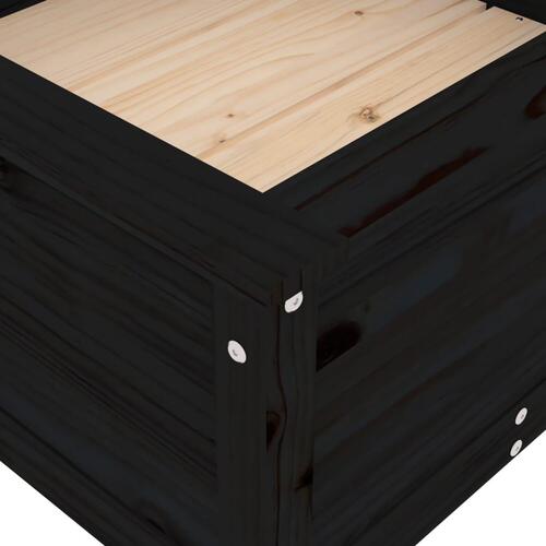 Plantekasse 82,5x82,5x39 cm massivt fyrretræ sort