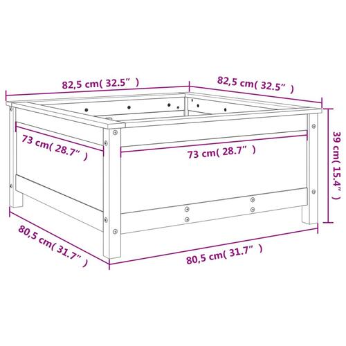 Plantekasse 82,5x82,5x39 cm massivt fyrretræ sort