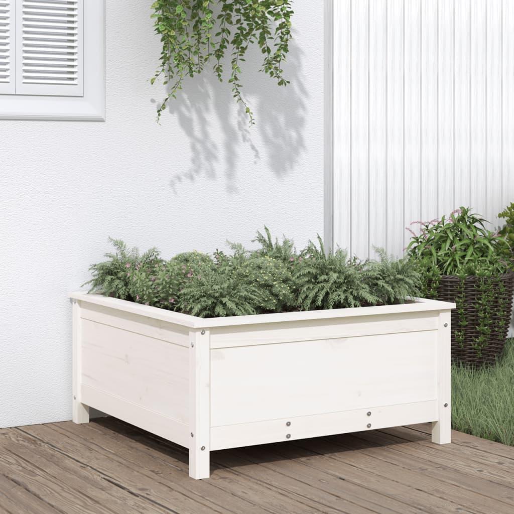 Plantekasse 82,5x82,5x39 cm massivt fyrretræ hvid