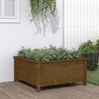 Plantekasse 82,5x82,5x39 cm massivt fyrretræ gyldenbrun