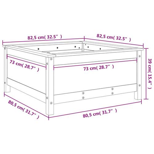 Plantekasse 82,5x82,5x39 cm massivt fyrretræ gyldenbrun