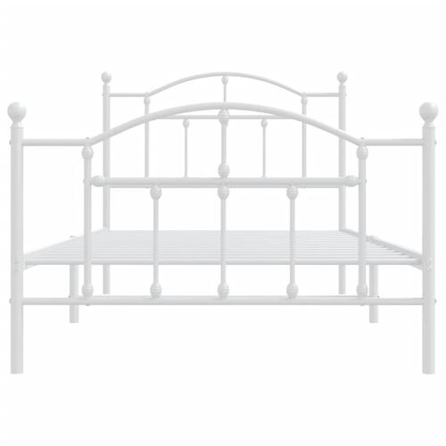 Sengeramme med sengegavl og fodgærde 100x190 cm metal hvid