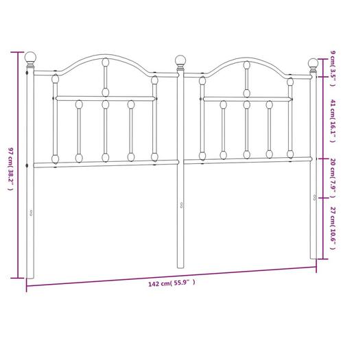Sengegavl 135 cm metal sort