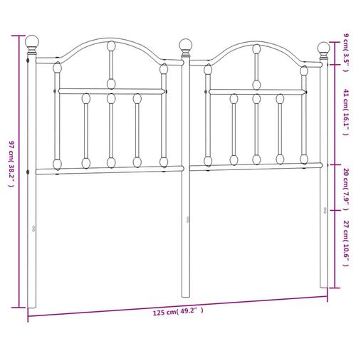Sengegavl 120 cm metal sort
