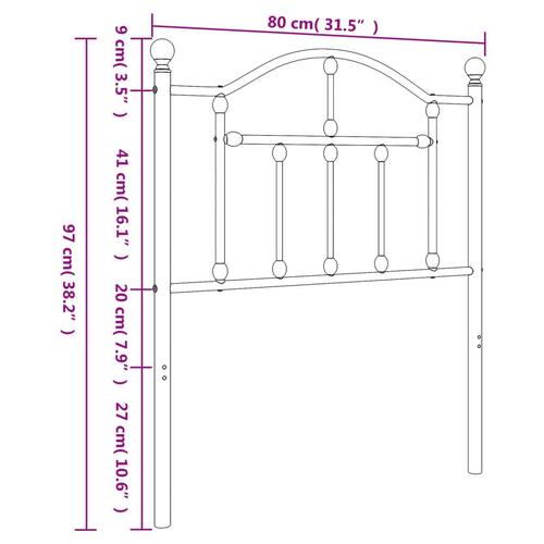Sengegavl 75 cm metal sort