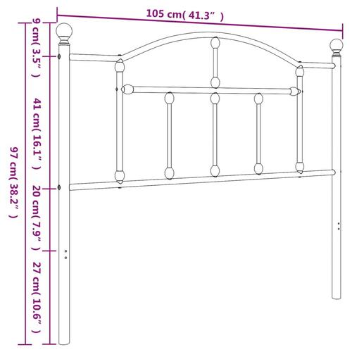 Sengegavl 100 cm metal sort