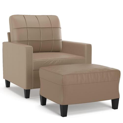 Sofastol med fodskammel 60 cm kunstlæder Cappuccino