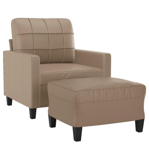 Sofastol med fodskammel 60 cm kunstlæder Cappuccino