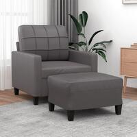 Sofastol med fodskammel 60 cm kunstlæder grå