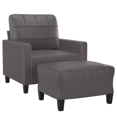Sofastol med fodskammel 60 cm kunstlæder grå