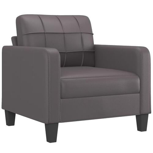 Sofastol med fodskammel 60 cm kunstlæder grå